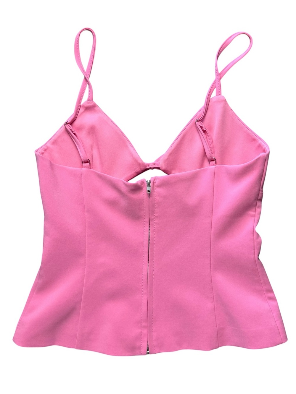 Zara Pink Bow-Front Spaghetti Strap Camisole Size S - Flattering Zipper Fit - Picture 2 of 5